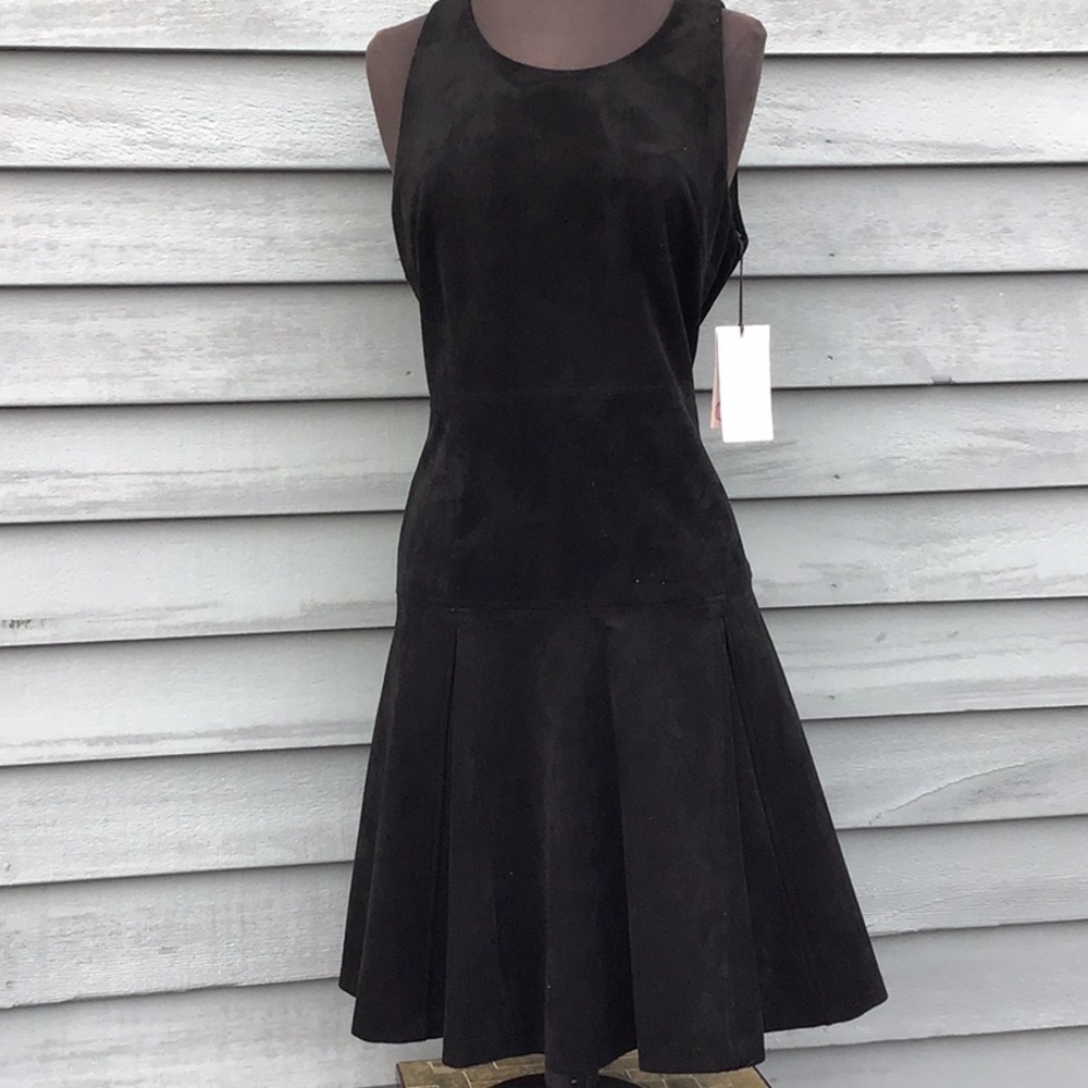 NWT Black Faux Suede Fit  & Flare Dress